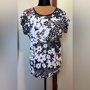 Vex & co Floral Short Sleeve Tee with Red Accents